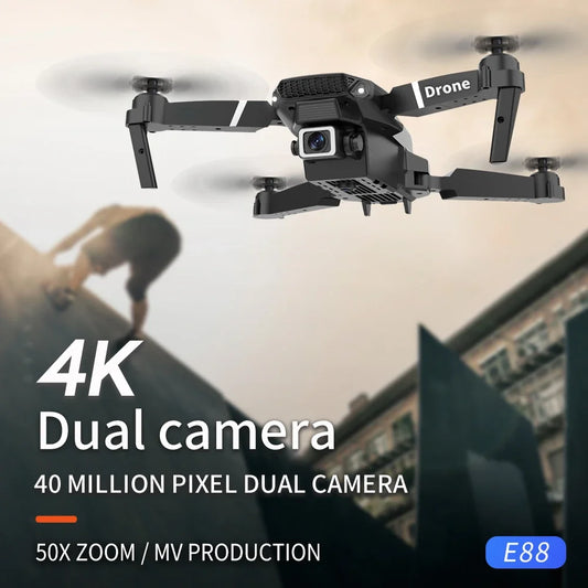 2025 E88 Pro Drone Foldable Quadcopter 4K 1080P Dual Camera Wifi FPV Wide Angle HD Altitude Hold RC Gift